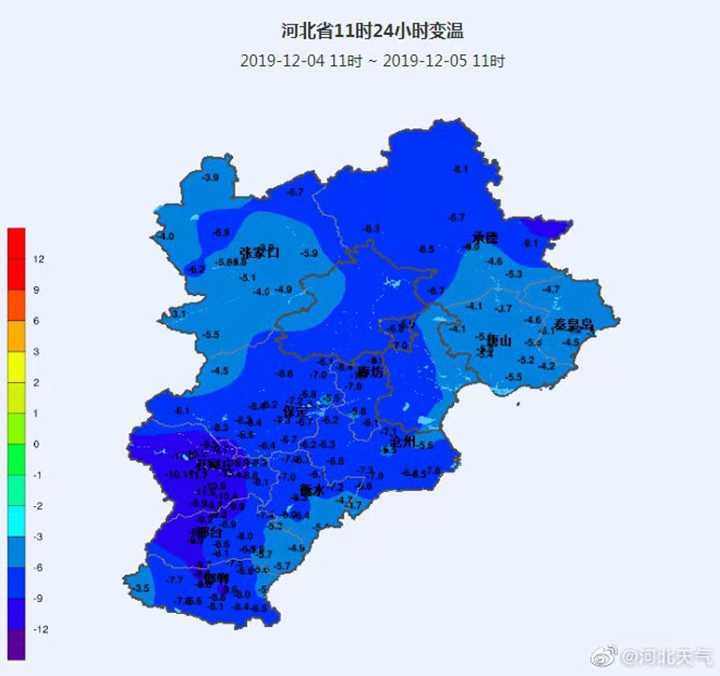 河北气温骤降，零下10度严寒来袭！