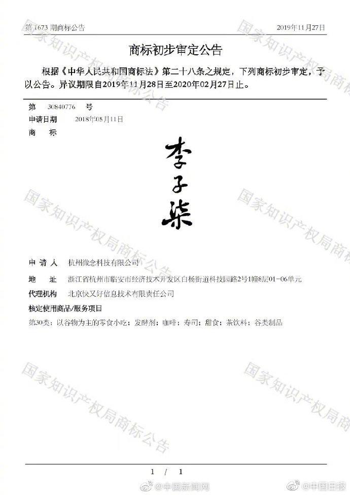 李子柒同名商标注册成功，逆风翱翔，成就品牌梦想之翼