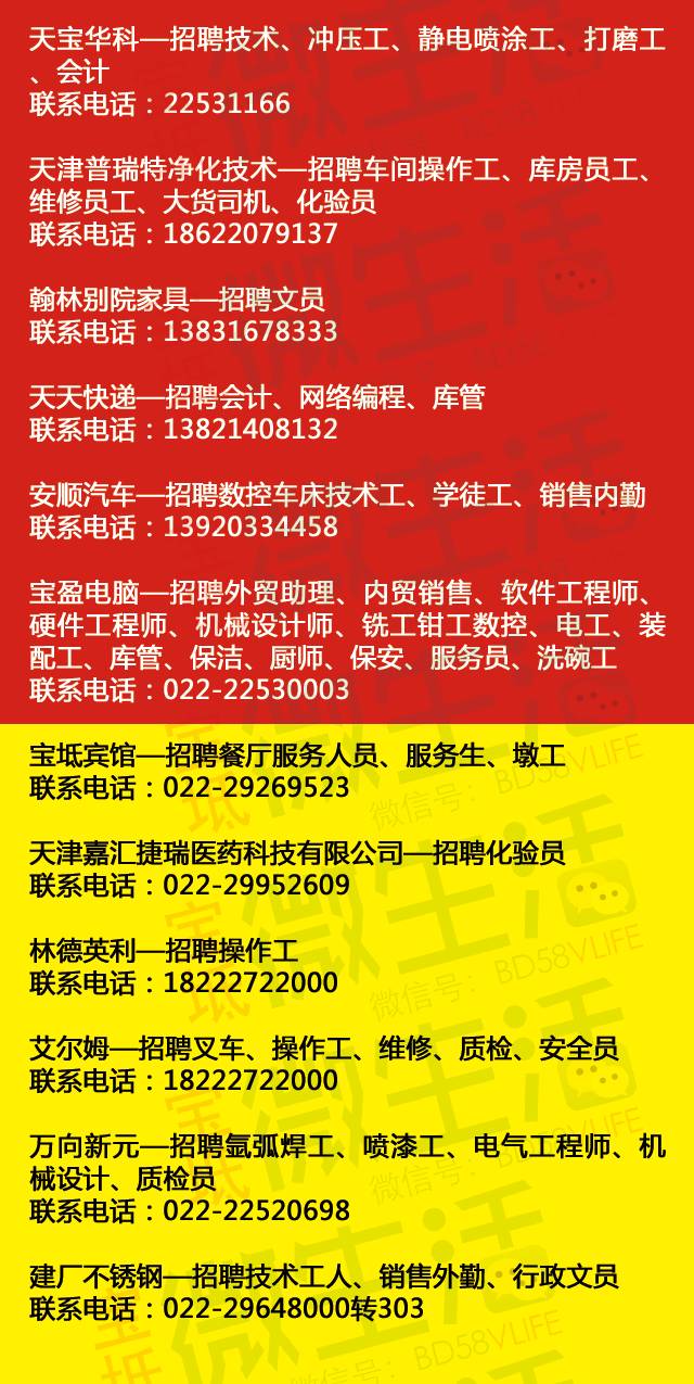 武清曹子里最新招工信息及动态更新